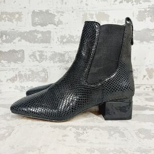 Franco Sarto Glossy Black Textured Booties